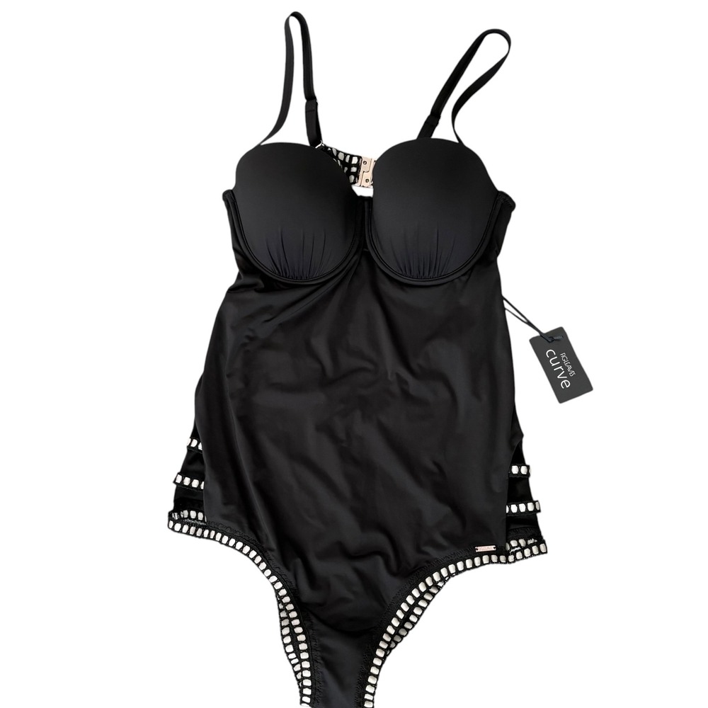 Figleaves Curve Black One Piece Swimsuit Underwire Padded Cut Out 40C Resort